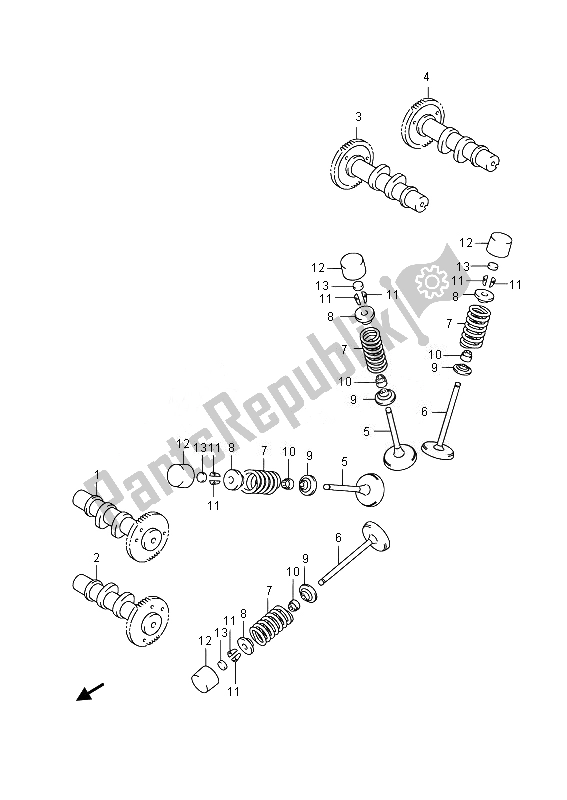 All parts for the Camshaft & Valve of the Suzuki DL 650A V Strom 2014