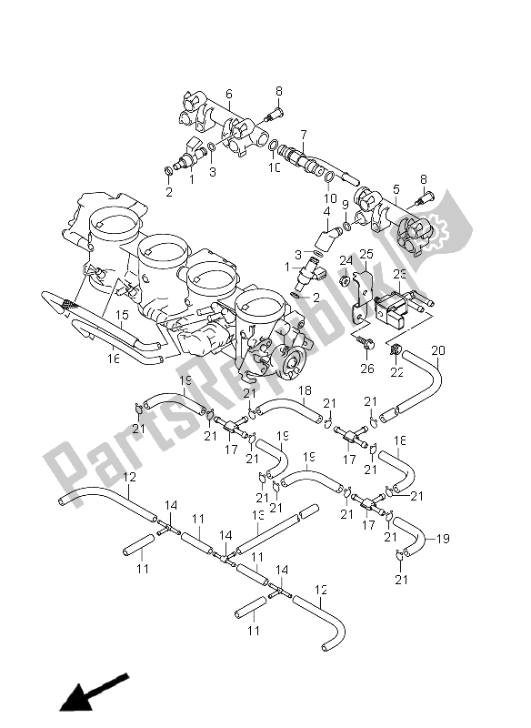 All parts for the Throttle Body Hose & Joint (gsx1300r E14) of the Suzuki GSX 1300R Hayabusa 2011