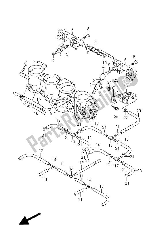 All parts for the Throttle Body Hose & Joint (gsx1300r E14) of the Suzuki GSX 1300R Hayabusa 2011