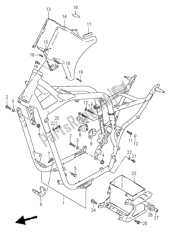 All parts for the Frame of the Suzuki VS 600 Intruder 1996