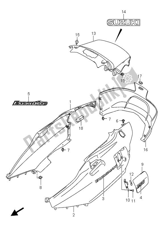 Toutes les pièces pour le Capot Latéral (an650a) du Suzuki AN 650A Burgman Executive 2005