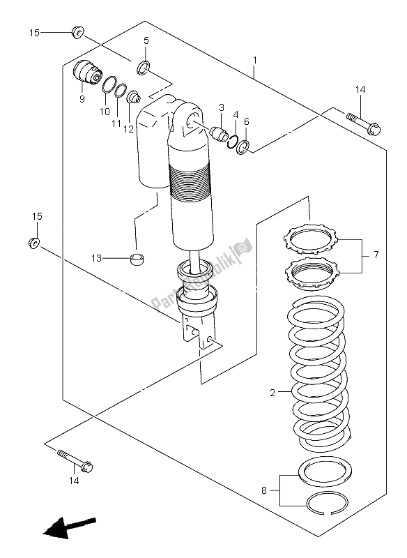 All parts for the Rear Shock Absorber of the Suzuki DR Z 400E 2000