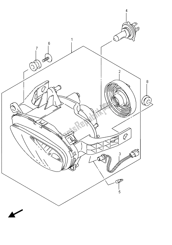 Alle onderdelen voor de Koplamp van de Suzuki VZ 800 Intruder 2015