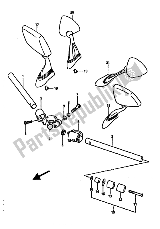 All parts for the Handlebar of the Suzuki RGV 250 1989