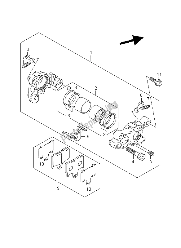 Tutte le parti per il Pinza Posteriore del Suzuki GSX R 1000 2005