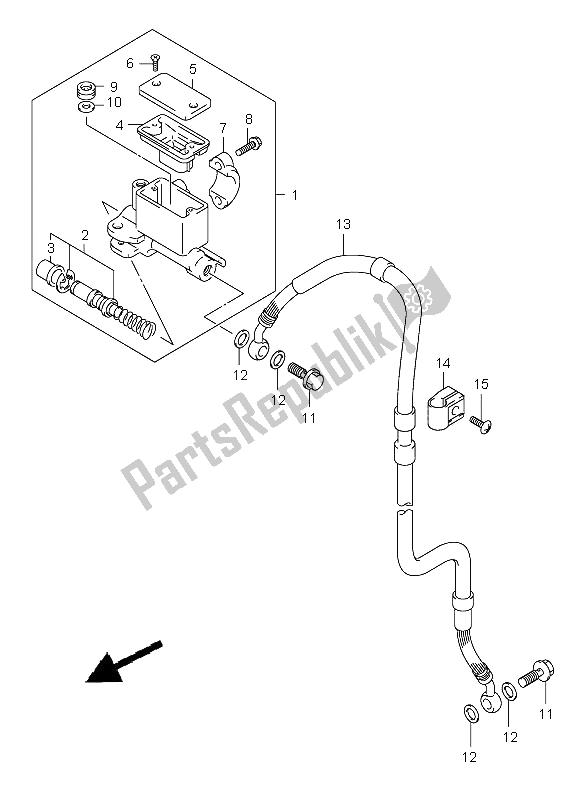 All parts for the Front Master Cylinder of the Suzuki DR Z 400E 2009