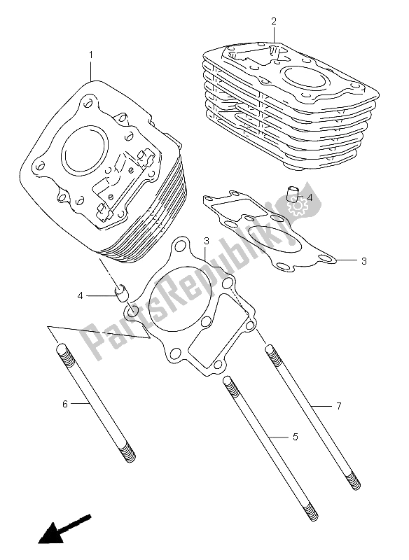 All parts for the Cylinder of the Suzuki VL 250 Intruder 2006