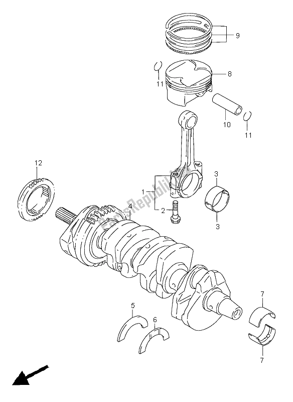 All parts for the Crankshaft of the Suzuki GSX R 750 1997