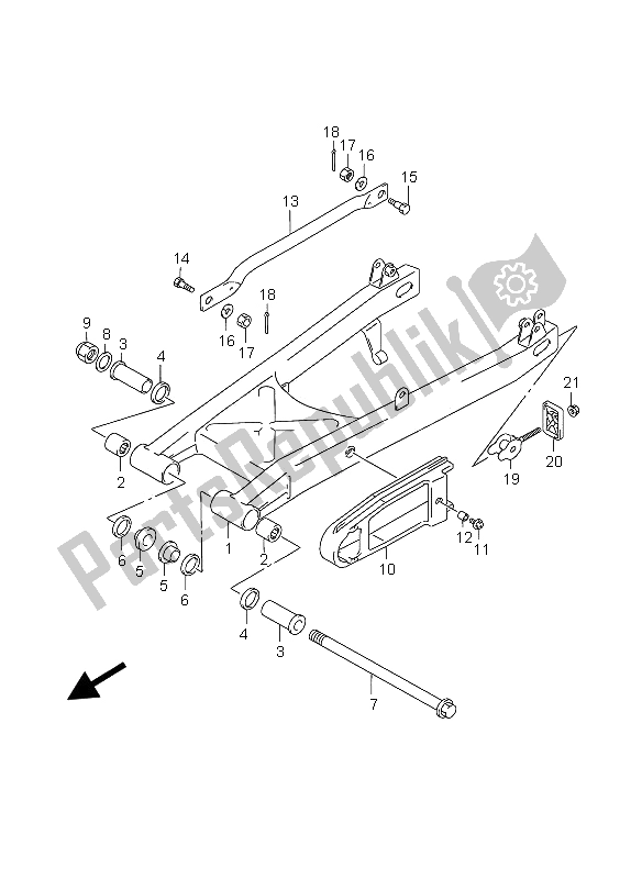 Tutte le parti per il Braccio Oscillante Posteriore del Suzuki GZ 250 Marauder 2006