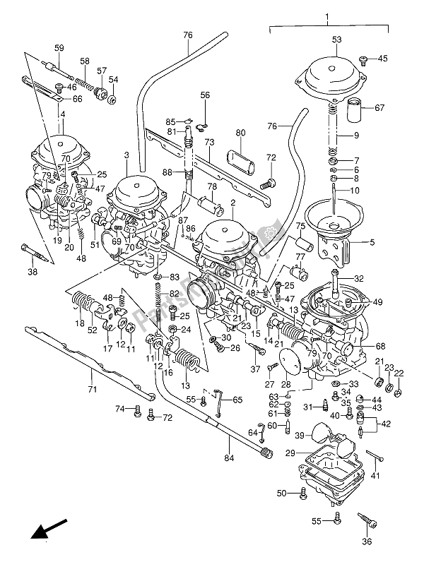 Alle onderdelen voor de Carburator van de Suzuki GSX 600 FUU2 1988