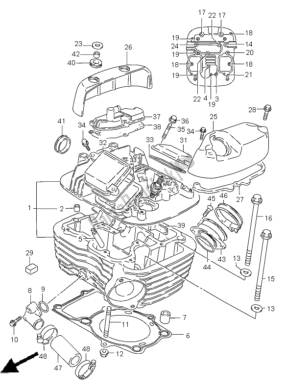 Todas as partes de Cabeça Do Cilindro (traseira) do Suzuki VS 800 Intruder 2002