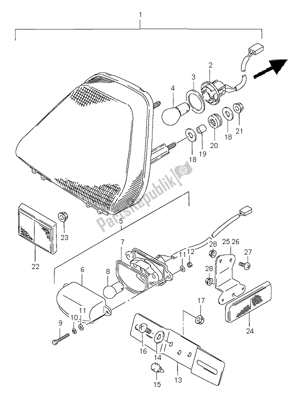 Tutte le parti per il Luce Di Combinazione Posteriore del Suzuki GSX 750F 1997