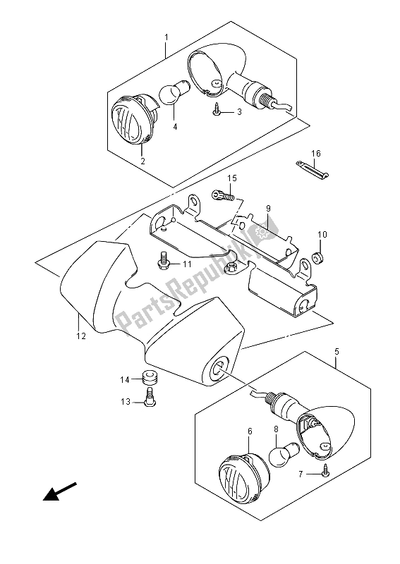 Alle onderdelen voor de Richtingaanwijzer Voor van de Suzuki VL 1500 BT Intruder 2015 Alle onderdelen voor de Richtingaanwijzer Voor van de Suzuki VL 1500 BT Intruder 2015