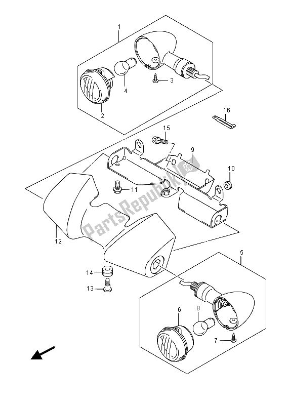 Wszystkie części do Przednie ? Wiat? A Kierunkowskazów Suzuki VL 1500 BT Intruder 2015