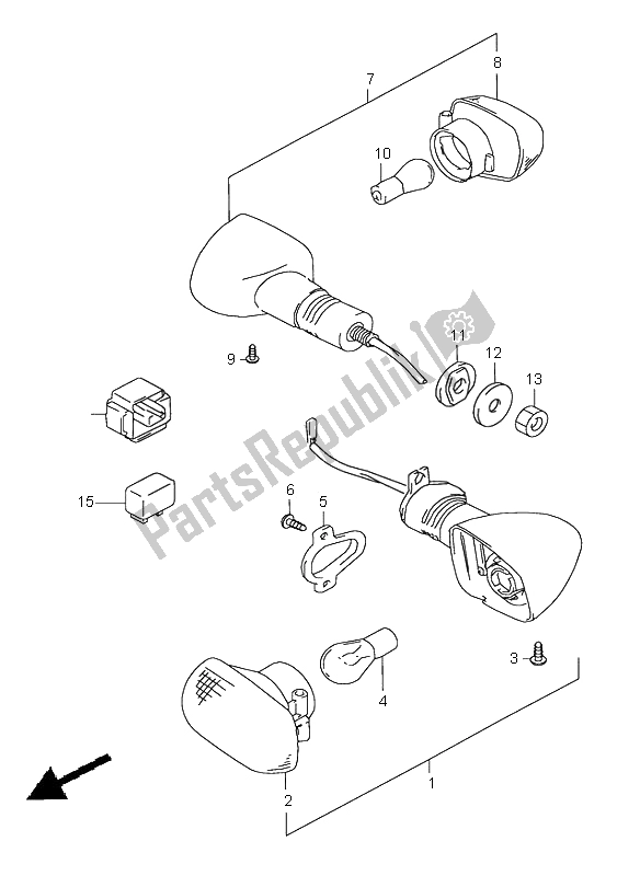 Alle onderdelen voor de Richtingaanwijzer Lamp van de Suzuki GSX R 600 2000