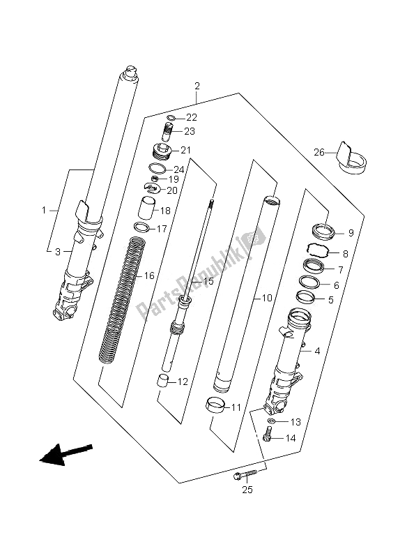 All parts for the Front Damper of the Suzuki GSF 1250 Nsnasa Bandit 2007