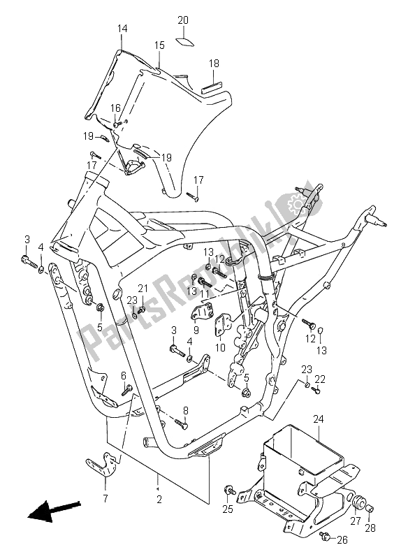 Alle onderdelen voor de Kader van de Suzuki VS 800 Intruder 1996