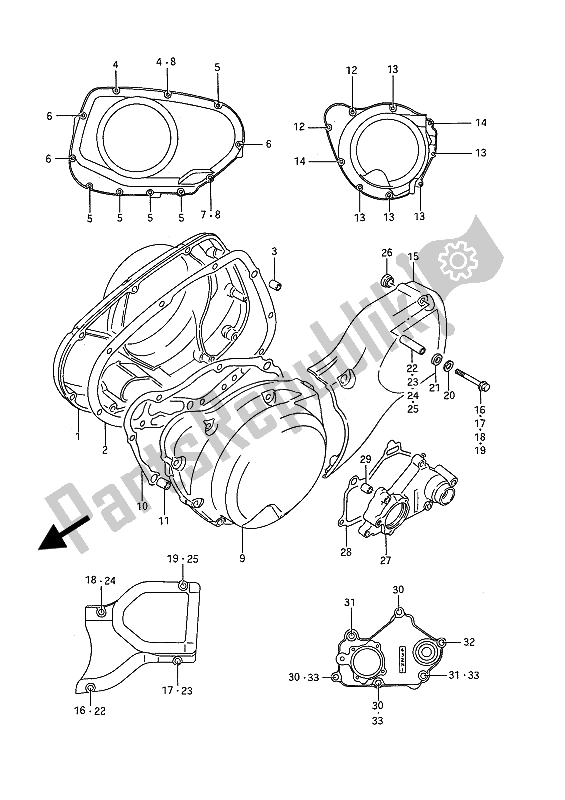 Todas las partes para Tapa Del Cárter de Suzuki VS 1400 Glpf Intruder 1992