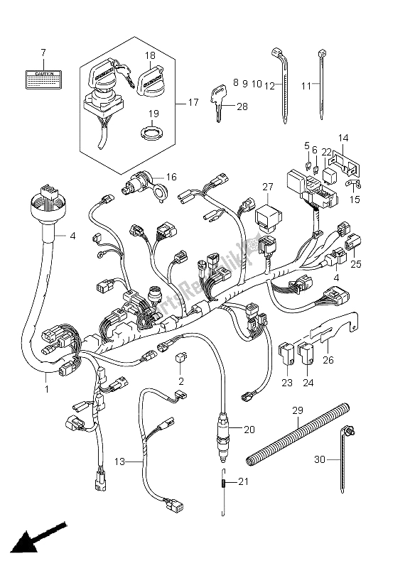 All parts for the Wiring Harness (lt-a500xp P33) of the Suzuki LT A 500 XPZ Kingquad AXI 4X4 2011