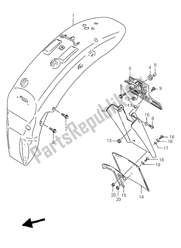 Toutes les pièces pour le Garde-boue Arrière du Suzuki VS 800 Intruder 1998