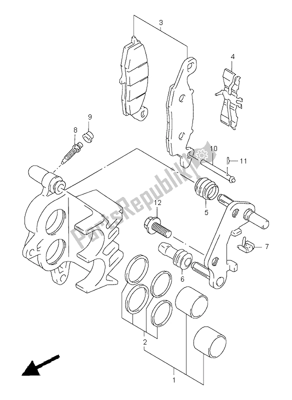 Todas as partes de Compasso De Calibre Frontal do Suzuki XF 650 Freewind 1998