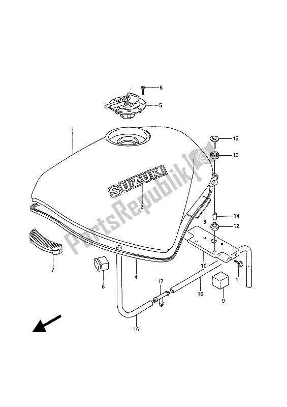 Tutte le parti per il Serbatoio Carburante (e30) del Suzuki GSF 400 Bandit 1992