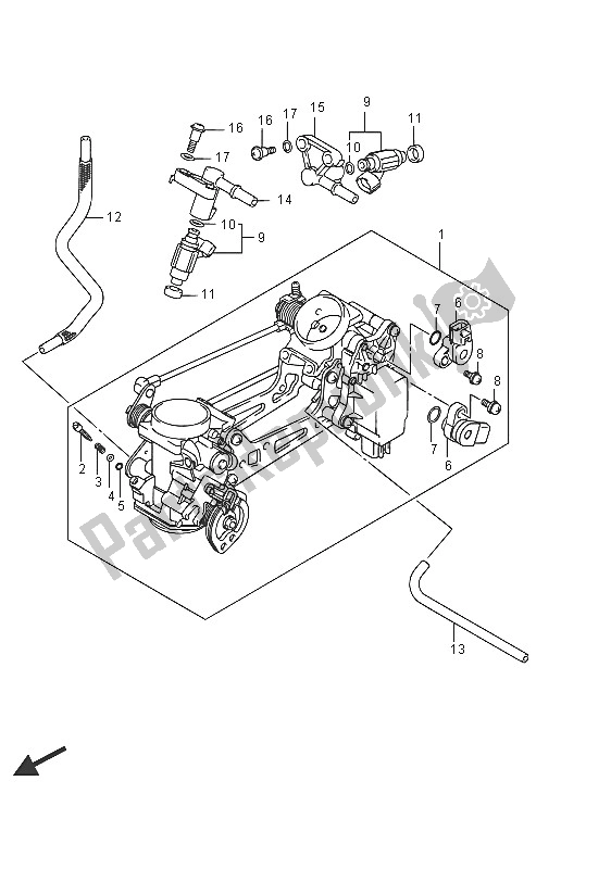 Alle onderdelen voor de Gasklephuis van de Suzuki DL 650 AXT V Strom 2016