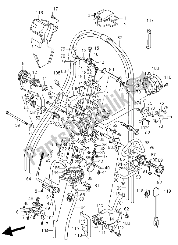 Alle onderdelen voor de Carburator van de Suzuki DR Z 400E 2004