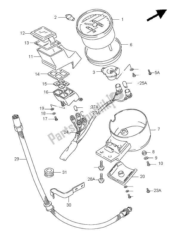 Alle onderdelen voor de Snelheidsmeter van de Suzuki VS 1400 Intruder 1999