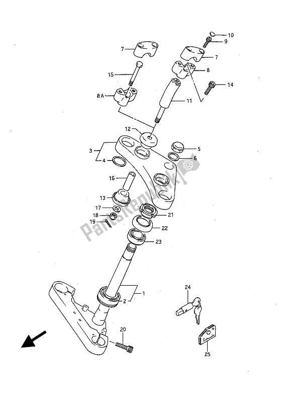 Todas as partes de Haste De Direção do Suzuki LS 650 FP Savage 1989