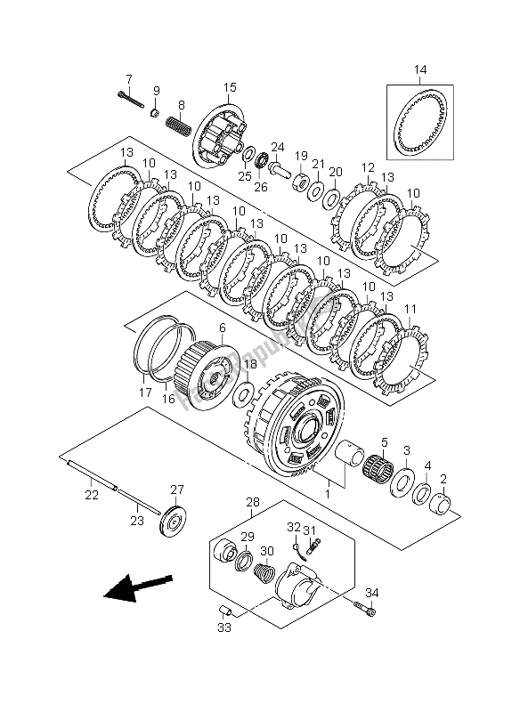 All parts for the Clutch of the Suzuki GSF 1250 Nsnasa Bandit 2008