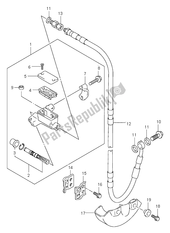 All parts for the Front Master Cylinder of the Suzuki RM 85 SW LW 2004