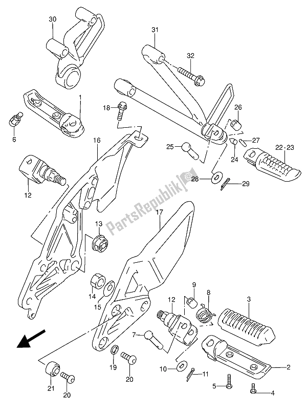 Todas las partes para Reposapiés de Suzuki RF 600 RU 1993