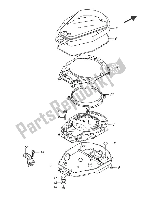 All parts for the Speedometer of the Suzuki VL 1500T Intruder 2016