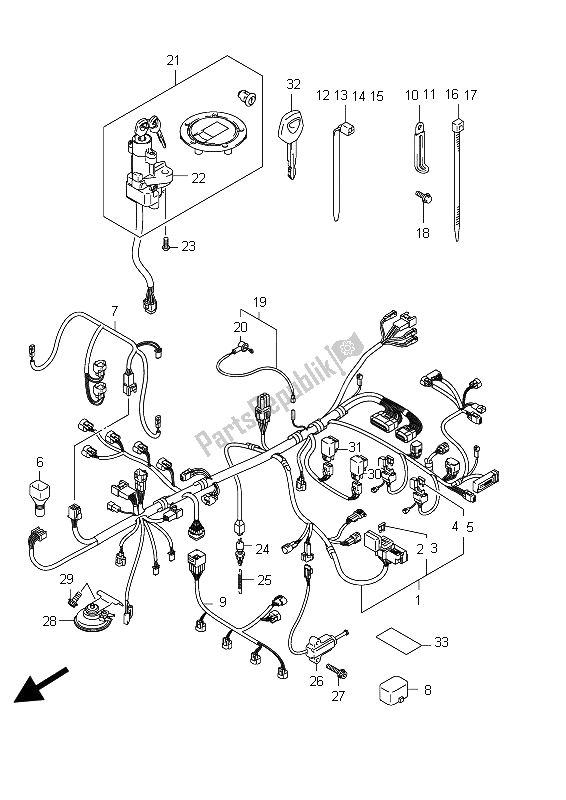All parts for the Wiring Harness (gsx1250fa E24) of the Suzuki GSX 1250 FA 2012