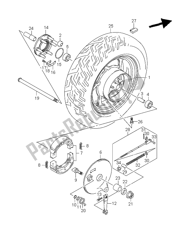 Tutte le parti per il Ruota Posteriore del Suzuki VZ 800Z Intruder 2008