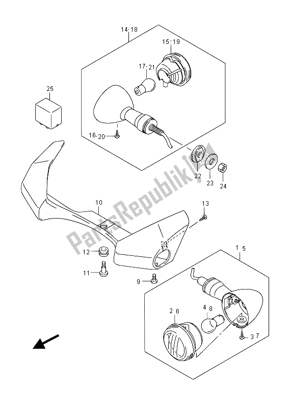 All parts for the Turnsignal Lamp (vzr1800zuf E19) of the Suzuki VZR 1800 NZR M Intruder 2012