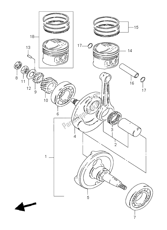 Todas las partes para Cigüeñal de Suzuki DR 125 SE 1998