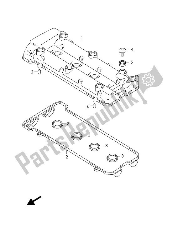 All parts for the Cylinder Head Cover of the Suzuki GSX 1300R Hayabusa 2005