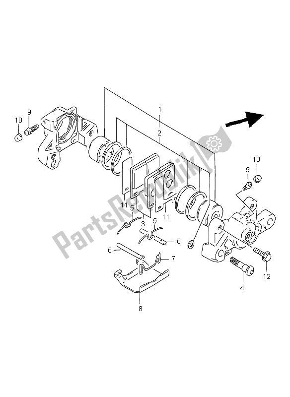 All parts for the Rear Caliper of the Suzuki GSX 600F 2003