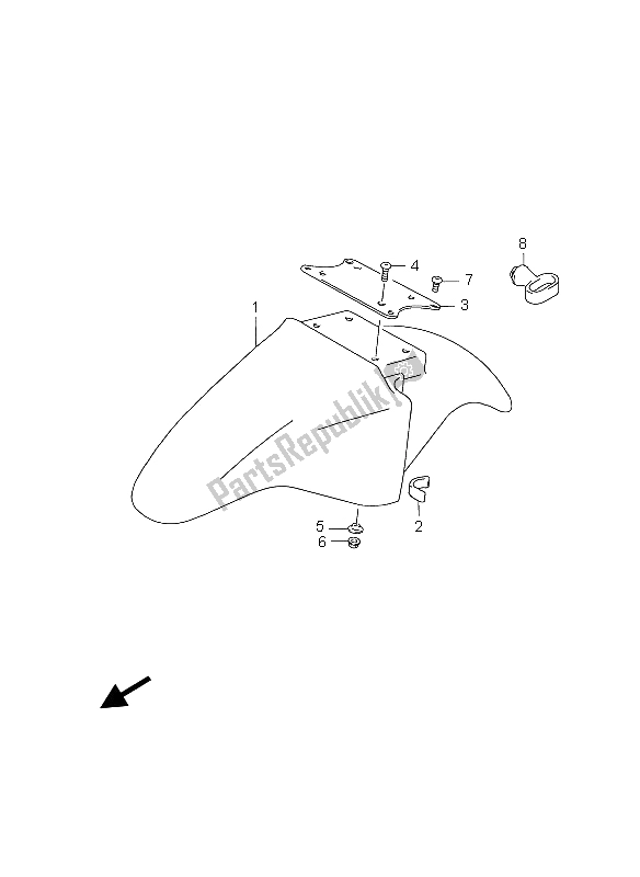 All parts for the Front Fender of the Suzuki GS 500 EF 2004