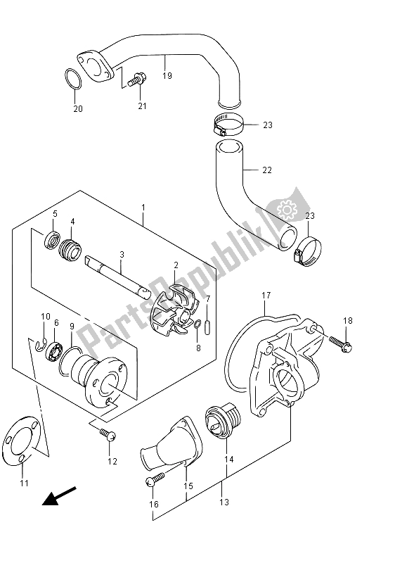 All parts for the Water Pump of the Suzuki VZ 800 Intruder 2015