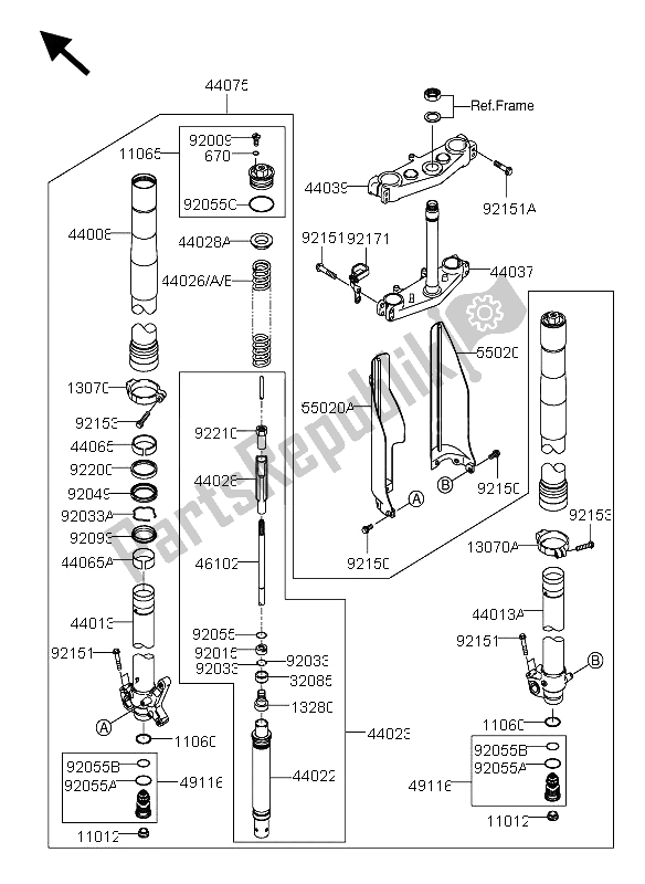 Alle onderdelen voor de Voorvork van de Suzuki RM Z 250 2004