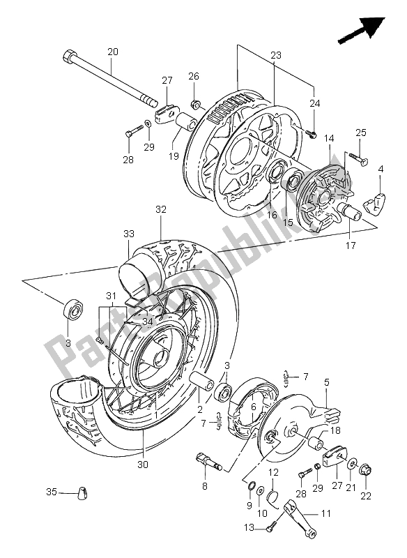 Tutte le parti per il Ruota Posteriore del Suzuki LS 650 Savage 1998