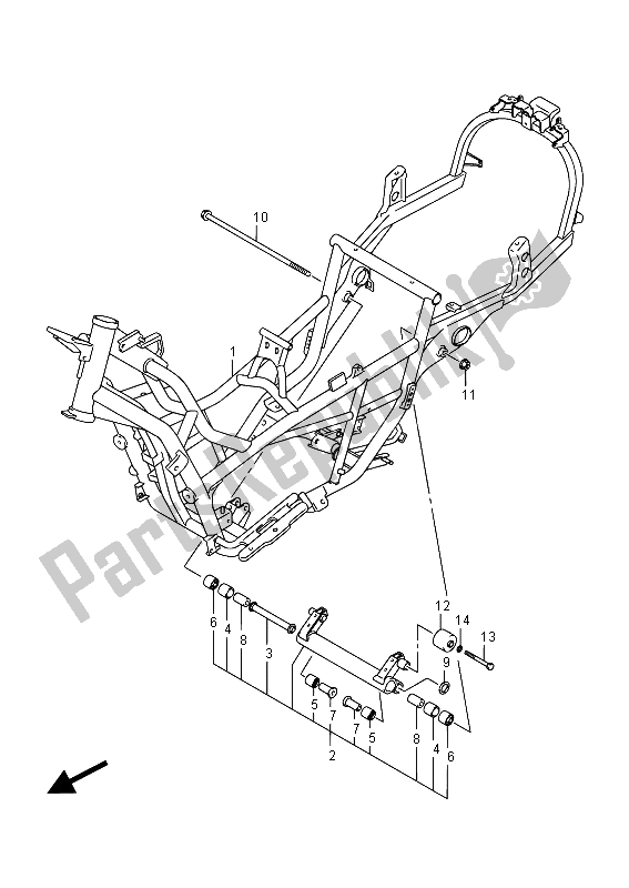 All parts for the Frame (an400a E02) of the Suzuki Burgman AN 400 AZA 2015