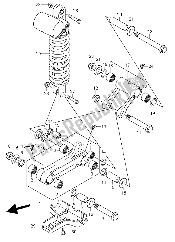 Tutte le parti per il Leva Del Cuscino Posteriore del Suzuki LT Z 400 Quadsport 2007