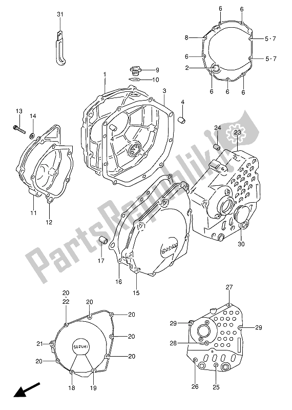 Todas las partes para Tapa Del Cárter de Suzuki GSX 600 FUU2 1989