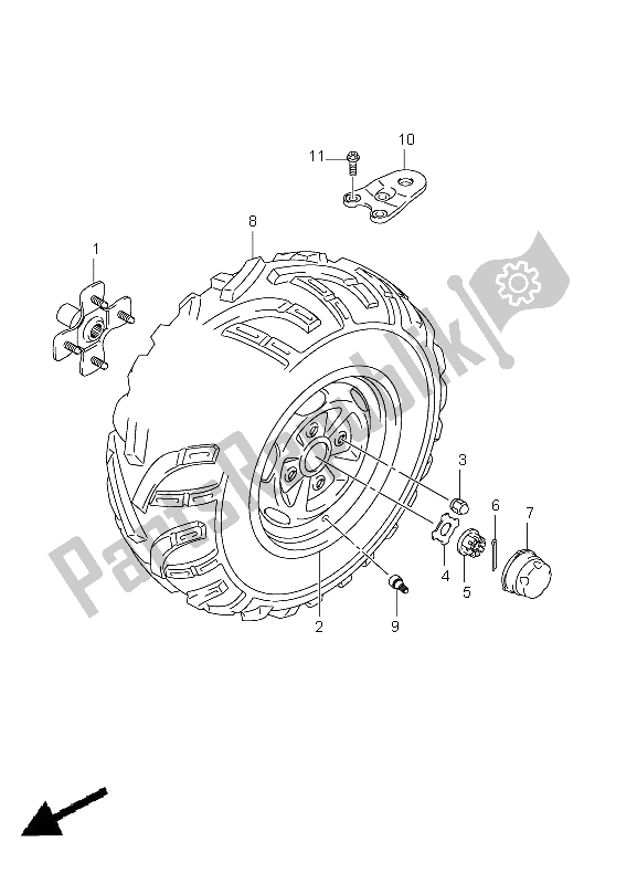 All parts for the Left Rear Wheel of the Suzuki LT A 750 XPZ Kingquad AXI 4X4 2011