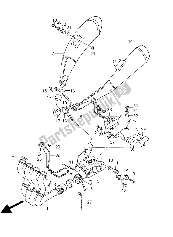 All parts for the Muffler of the Suzuki GSX R 1000Z 2010