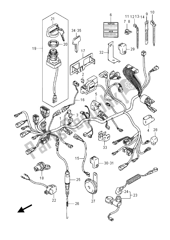 All parts for the Wiring Harness (lt-a400fz) of the Suzuki LT A 400 FZ Kingquad ASI 4X4 2014